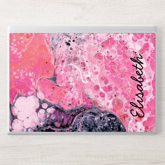 Abstract Art With Acrylic Paint Pour Pink Black Hp Laptop Skin