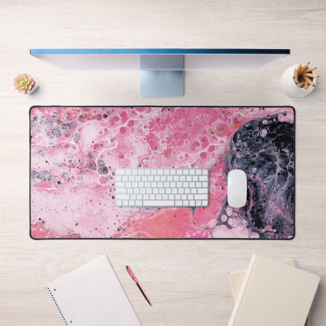 Abstract Art With Acrylic Paint Pour Pink Desk Mat (Office 1)