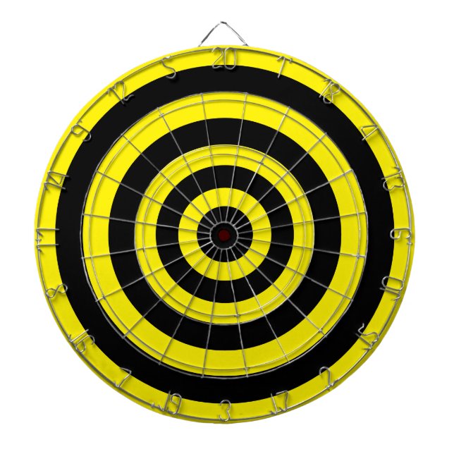 Abstract Art with Circles in Black & Yellow Dartboard (Front)