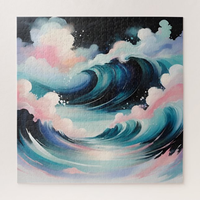 Abstract art with ocean waves jigsaw puzzle (Vertical)