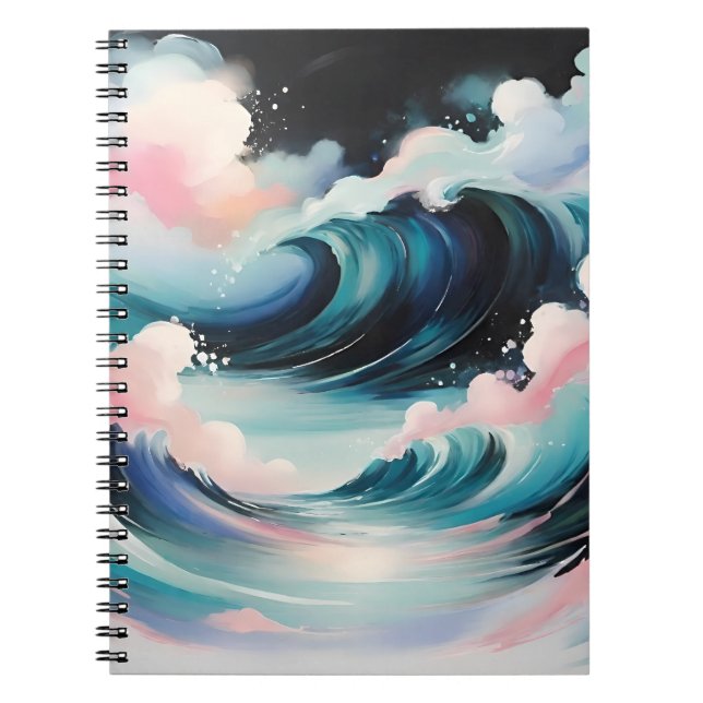 Abstract art with ocean waves notebook (Front)