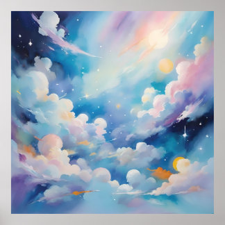 Abstract art with sky theme poster