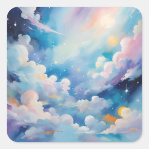 Abstract art with sky theme square sticker