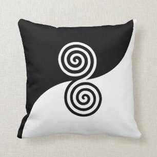 Abstract Art with Spiral Circles in Black & White Cushion