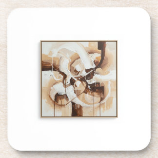 Abstract art with white, beige and brown colours. coaster
