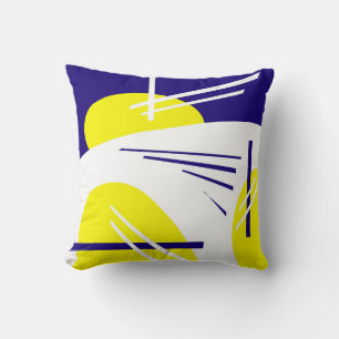 Abstract Art Yellow Blue White Minimalism Cushion