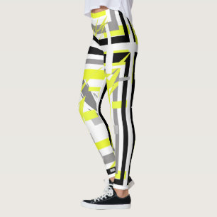 Abstract Art Yellow Grey Pastel Colour Leggings