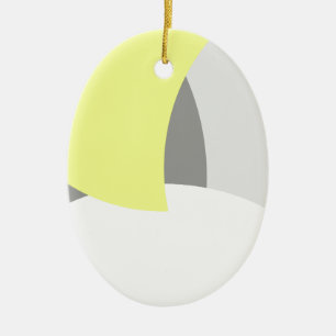 Abstract Art Yellow Grey White Ceramic Ornament
