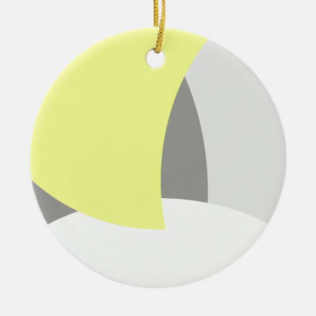 Abstract Art Yellow Grey White Ceramic Ornament (Front)