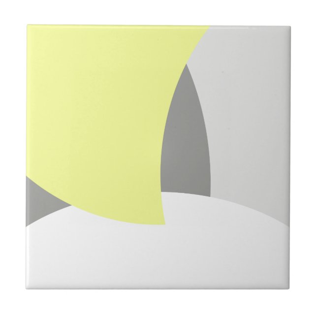 Abstract Art Yellow Grey White Ceramic Tile (Front)