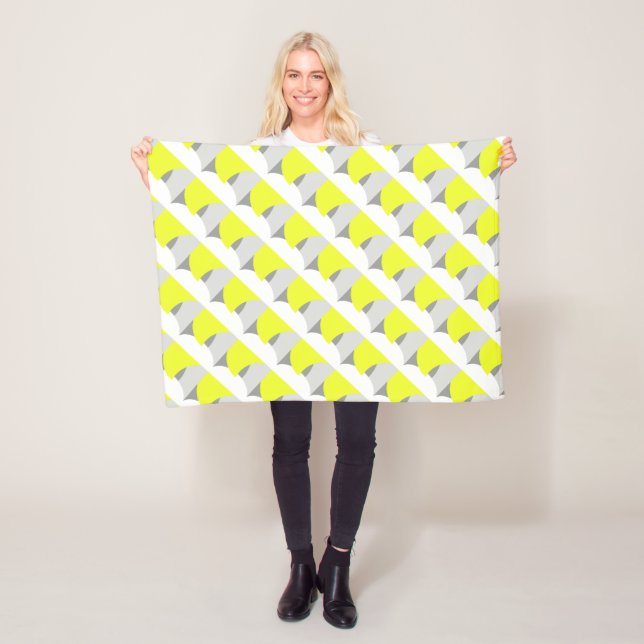 Abstract Art Yellow Grey White Fleece Blanket (In Situ)