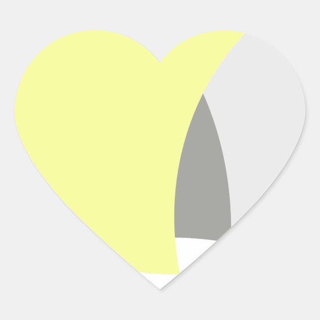 Abstract Art Yellow Grey White Heart Sticker (Front)