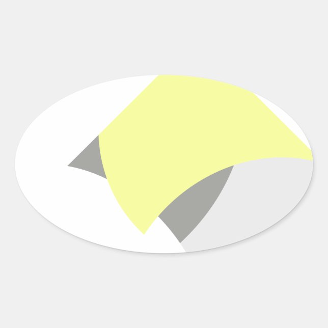 Abstract Art Yellow Grey White Oval Sticker (Front)