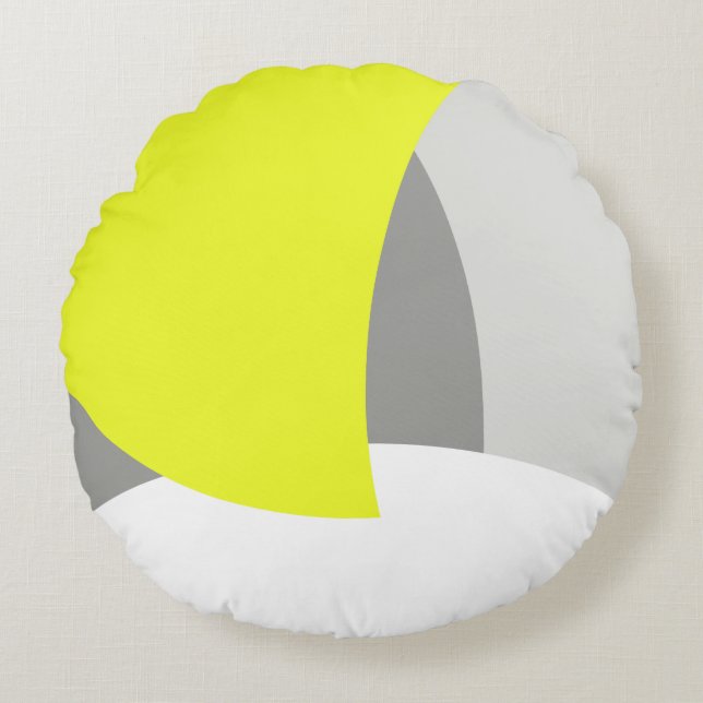 Abstract Art Yellow Grey White Round Cushion (Front)