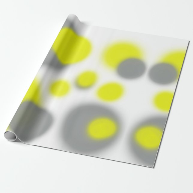 Abstract Art Yellow White Grey Pattern Wrapping Paper (Unrolled)