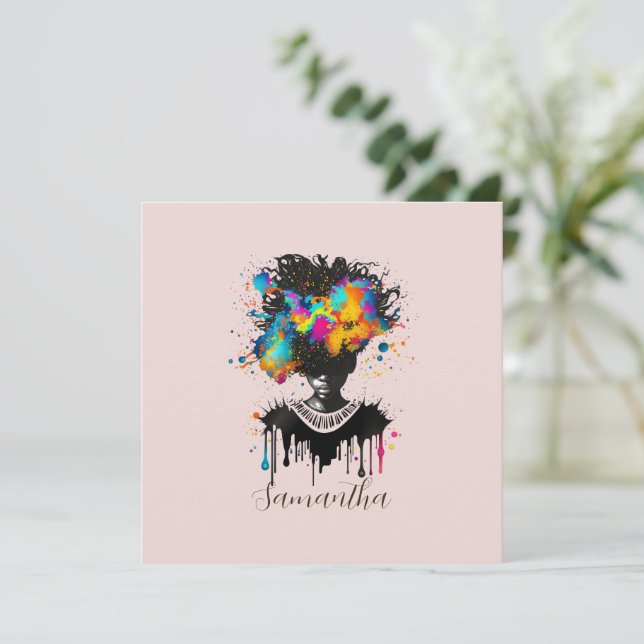 Abstract Artist Afro Woman | Black and White (Standing Front)