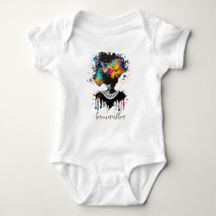 Abstract Artist Afro Woman   Black and White Baby Bodysuit