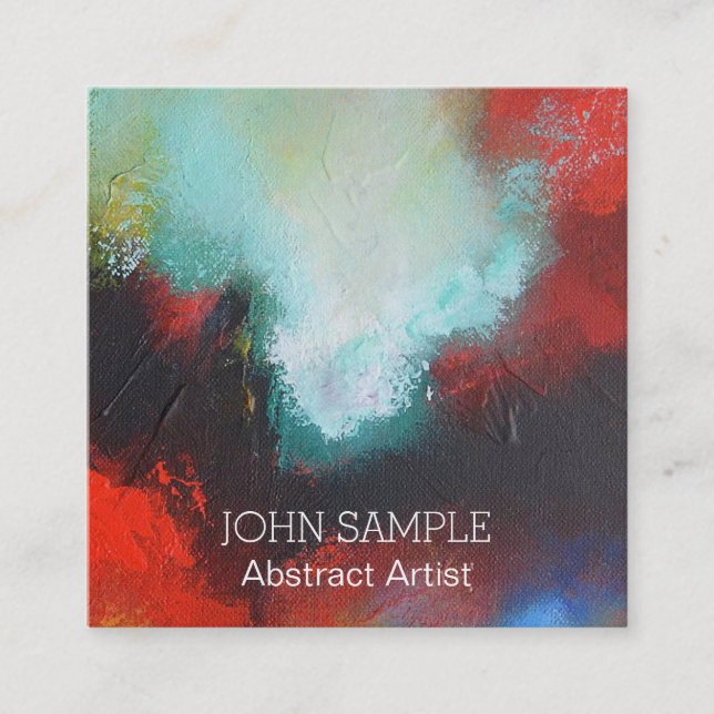 Abstract Artist Painter Modern Elegant Simple Square Business Card (Front)