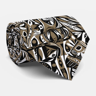 Abstract Artistic African Ethnic Brown Pattern Tie