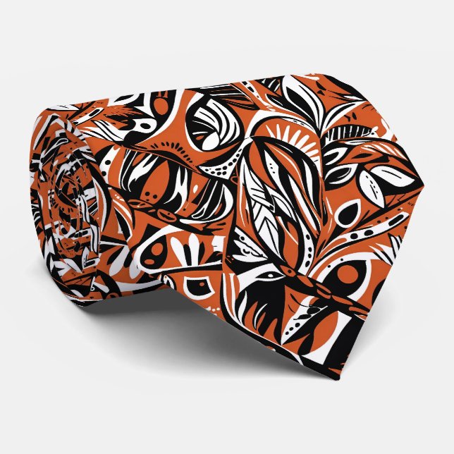 Abstract Artistic Boho Whimsical Geometric Pattern Tie (Rolled)