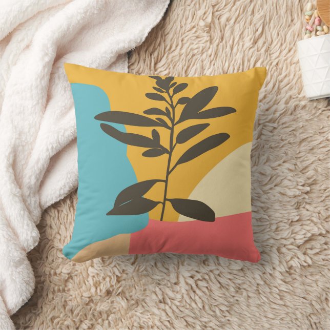  Abstract Artistic Foliage Silhouette Colour Block Cushion (Blanket)