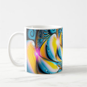 Abstract artistic golden and blue modern light bac coffee mug