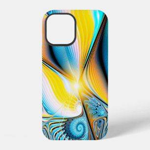 Abstract artistic golden and blue modern light bac iPhone 12 case