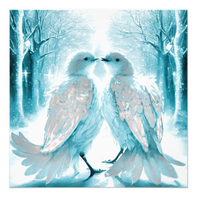 *~* Abstract Artistic Love Birds AP54 Art Winter Photo Print (Front)