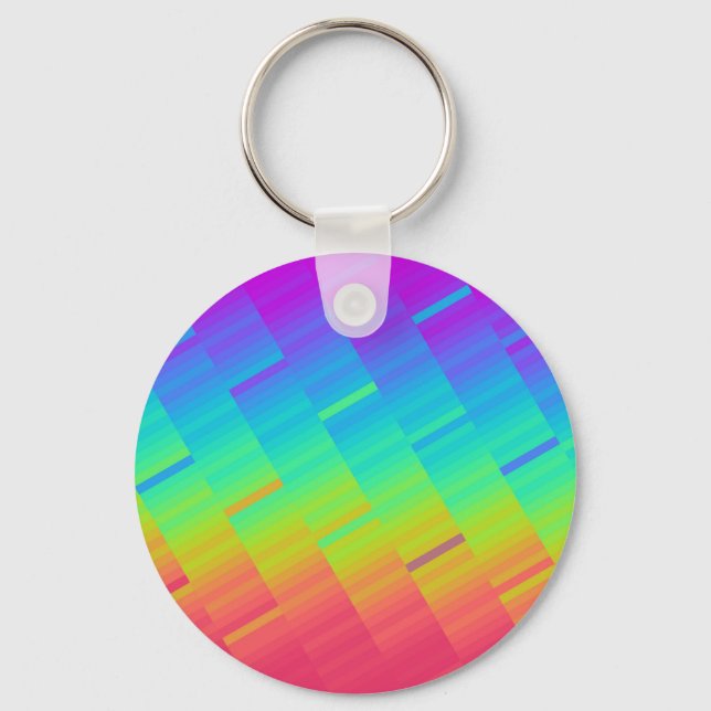 Abstract Artistic Rainbow art Stripes pattern Key Ring (Front)