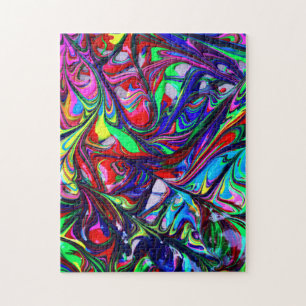 Abstract Artistic Rainbow Paint Swirl Pattern Jigsaw Puzzle
