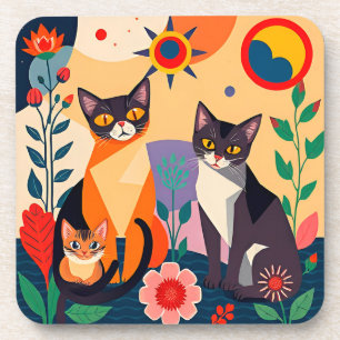 Abstract Artistic Representation of Cats Coaster