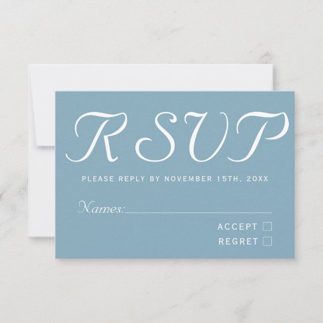 Abstract Artistic Retro Blue Chic RSVP Card (Front)
