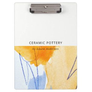 Abstract Artistic Yellow Blue Watercolor Art Clipboard