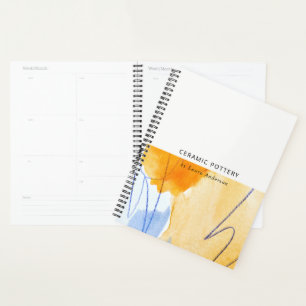 Abstract Artistic Yellow Blue Watercolor Art Planner