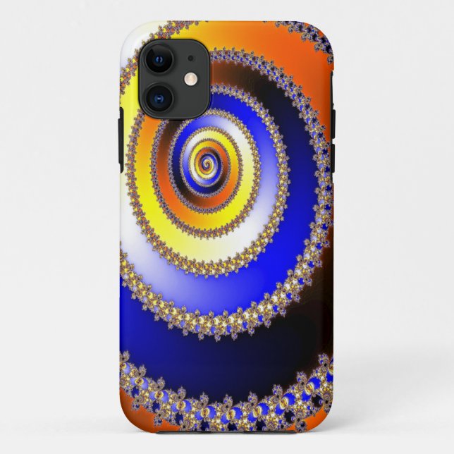 Abstract ARTs - Fractal Spiral blue yellow Case-Mate iPhone Case (Back)