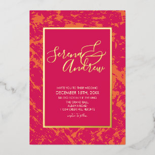 Abstract Artsy Hot Pink Orange Modern Golden 