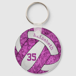 abstract artsy magenta pink custom volleyball key ring
