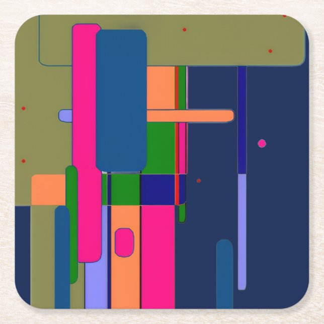 Abstract Artwork Composition  Square Paper Coaster (Front)