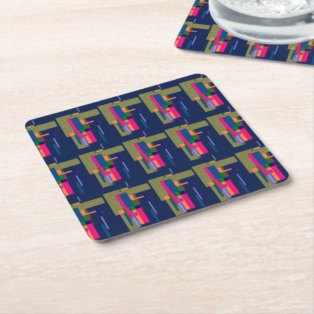Abstract Artwork Composition  Square Paper Coaster (Angled)