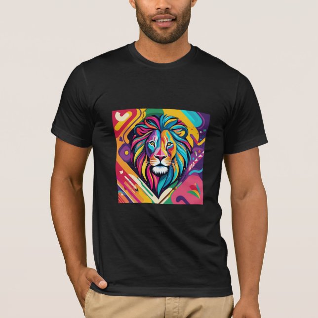 Abstract artwork design Lion that is vibrant, T-Shirt (Front)