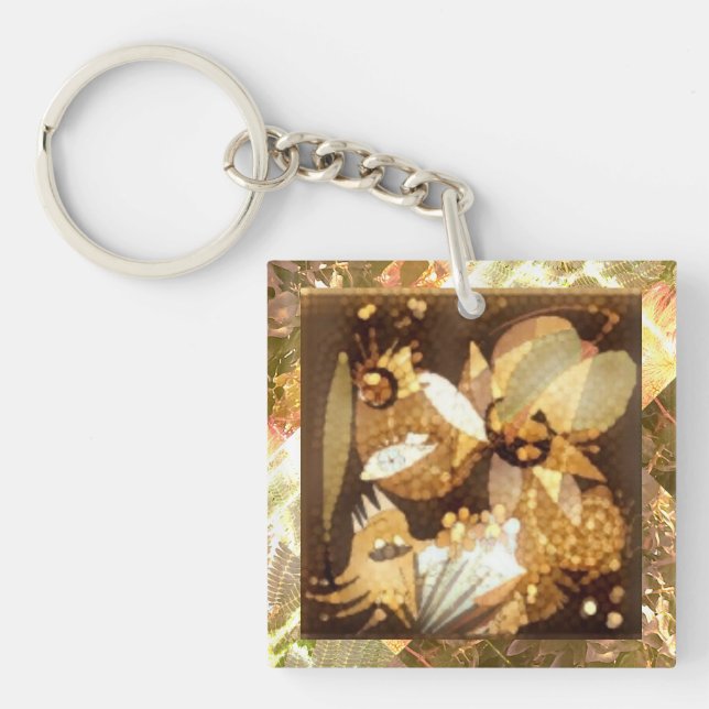 Abstract Artwork Gold Sparkle  Key Ring (Front)