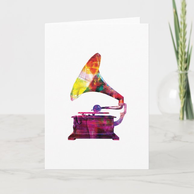 Abstract Arty Greetings Card - Gramophone (Front)