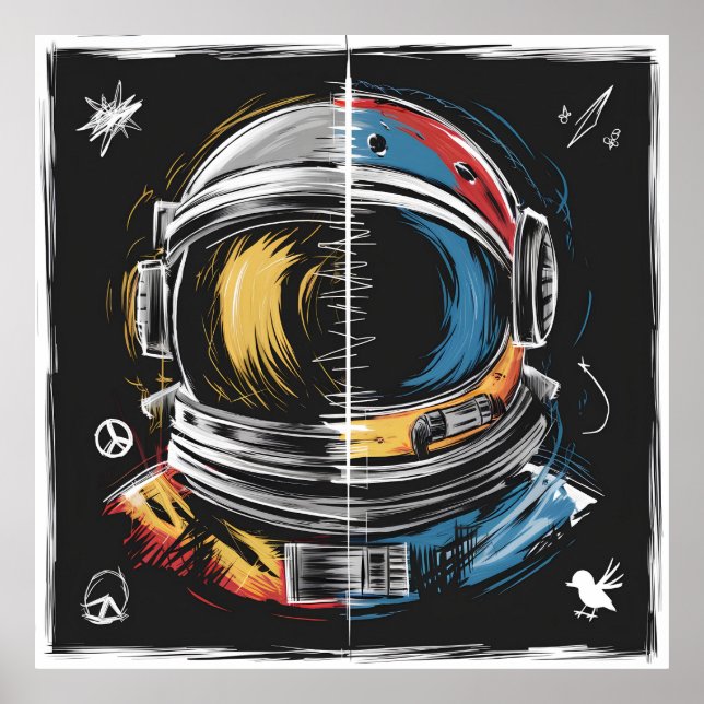 Abstract Astronaut Helmet Art Poster (Front)