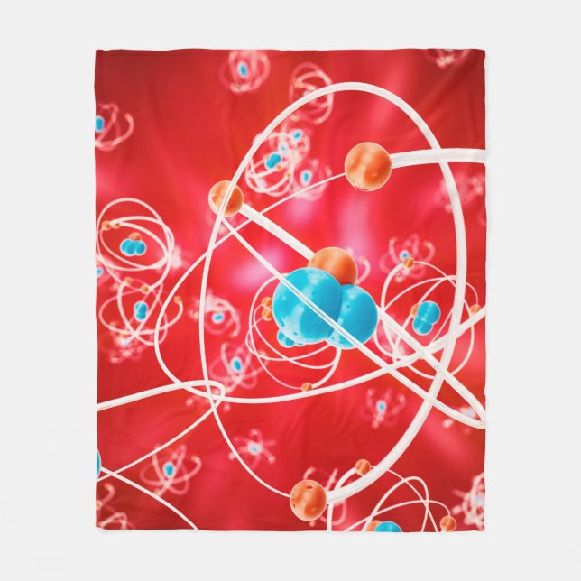 Abstract atom background, Chemistry model of molec Fleece Blanket (Front)
