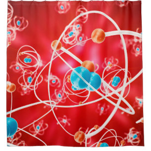 Abstract atom background, Chemistry model of molec Shower Curtain