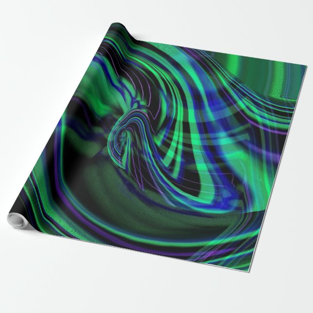 Abstract Aurora Borealis Gift Wrap (Unrolled)