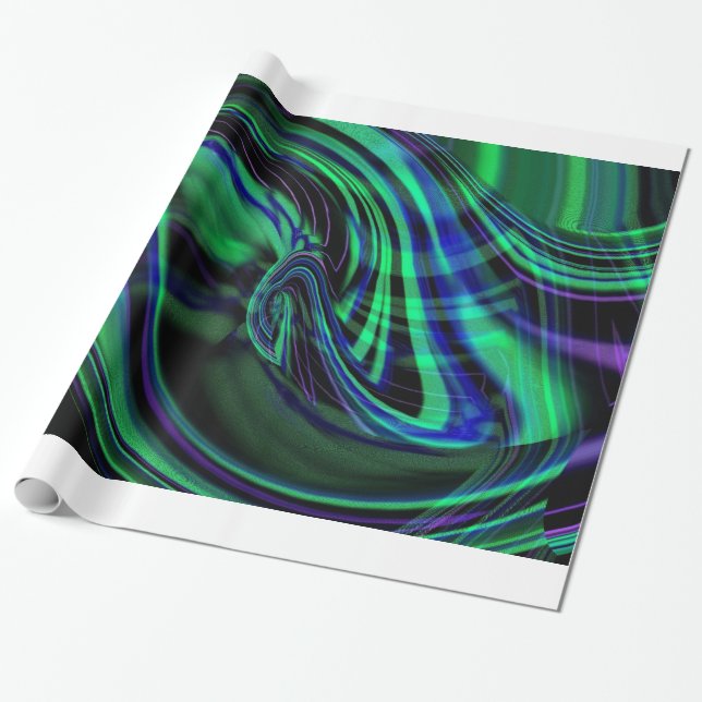 Abstract Aurora Borealis Gift Wrap (Unrolled)