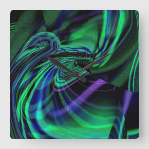 Abstract Aurora Borealis Wall Clock