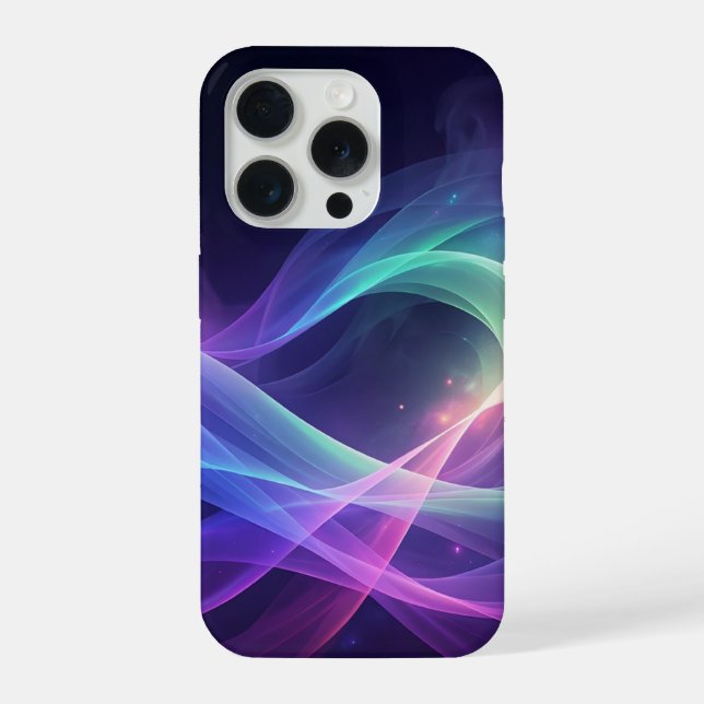 Abstract Aurora Light Waves Gradient Digital Art iPhone Case (Back)