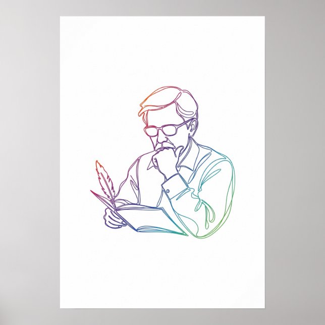 abstract author one line art continuous poster (Front)